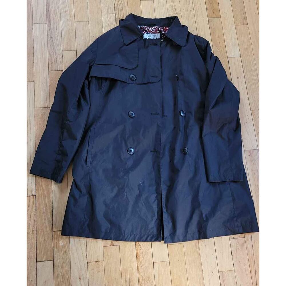 Nine West Black‎ Trench Coat, Double Breasted, Classic Style, Lightweight